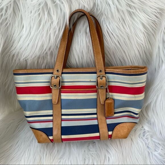 Coach Hampton Nautical multicolored stripe tote - Picture 1 of 11